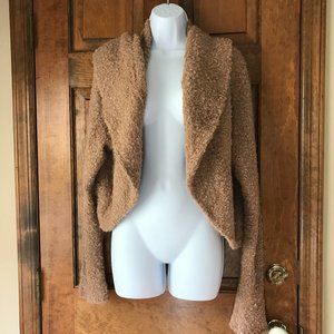 G.I.L.I. Brown Textured Open-Front Sweater